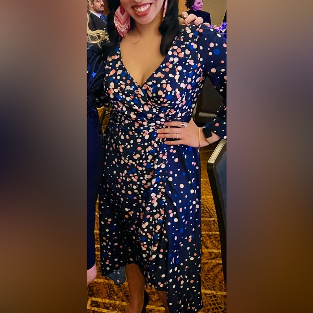 Eliza J Navy Multicolor Polka Dot Dress - Picture 3 of 3